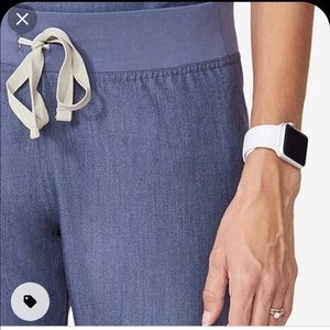 Figs dark heather denim scrub pants